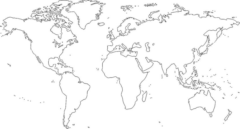 cartina muta del mondo