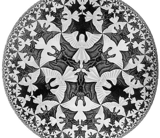 Escher-Limite-del-cerchio-IV-Angeli-e-diavoli