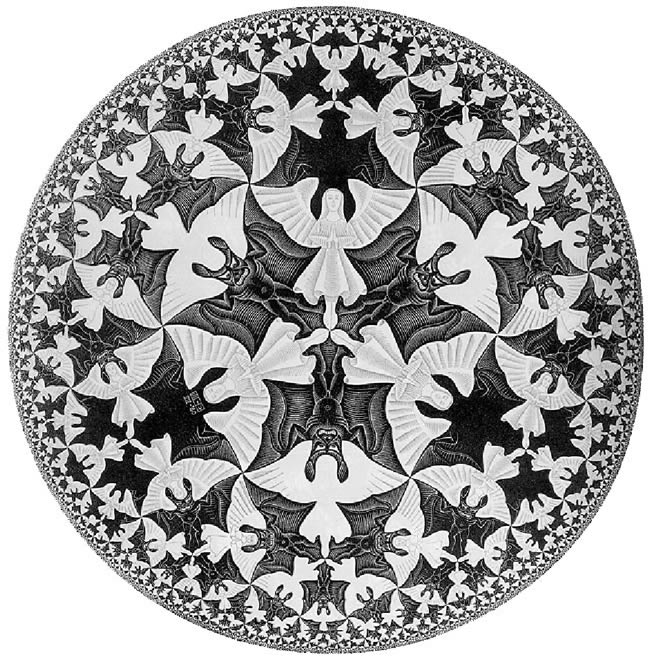 Escher-Limite-del-cerchio-IV-Angeli-e-diavoli